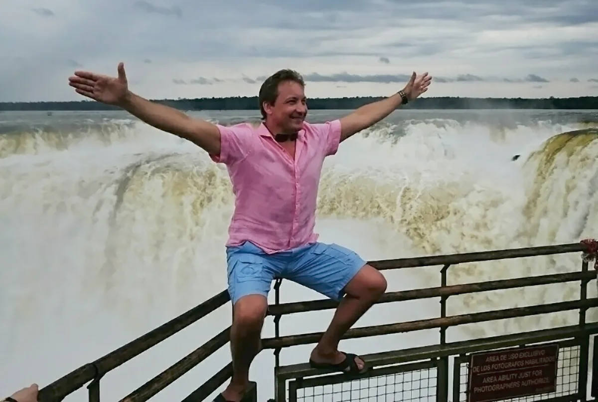 Роман Василенко у водопадов Игуасу